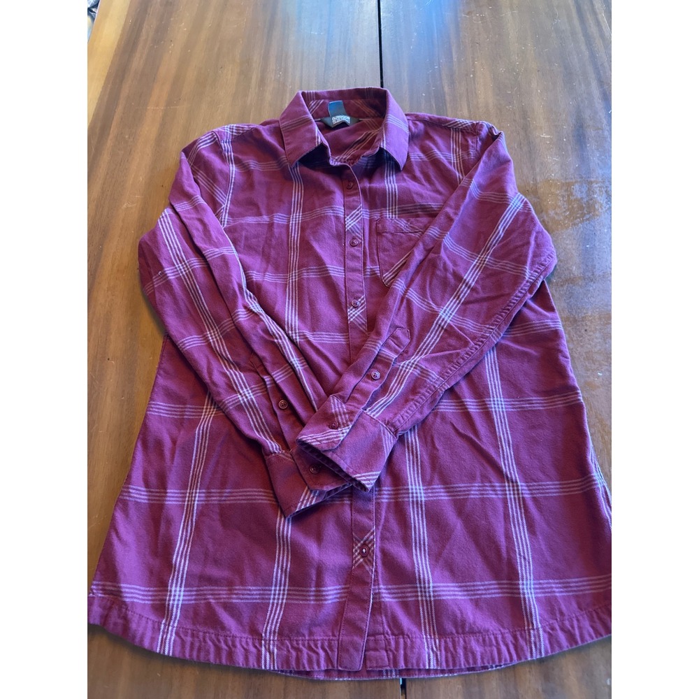 Outdoor Research Womens Plaid Flannel Shirt Burgundy Cotton Lyocell Size M